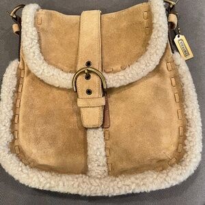 Coach Suede w/Sherpa Trim Saddlebag Style Purse
